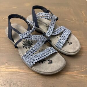 Skechers Women's Size 8‎ Reggae Blue Strappy Slip On Outdoor Lifestyle Sandals